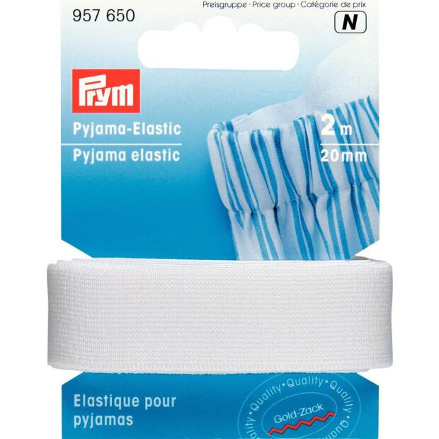 PRYM Pyjama-Elastic 2m/20mm weiß