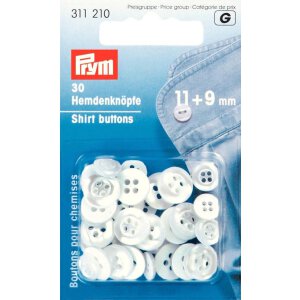 PRYM 30 Hemdenknöpfe 11+9 mm